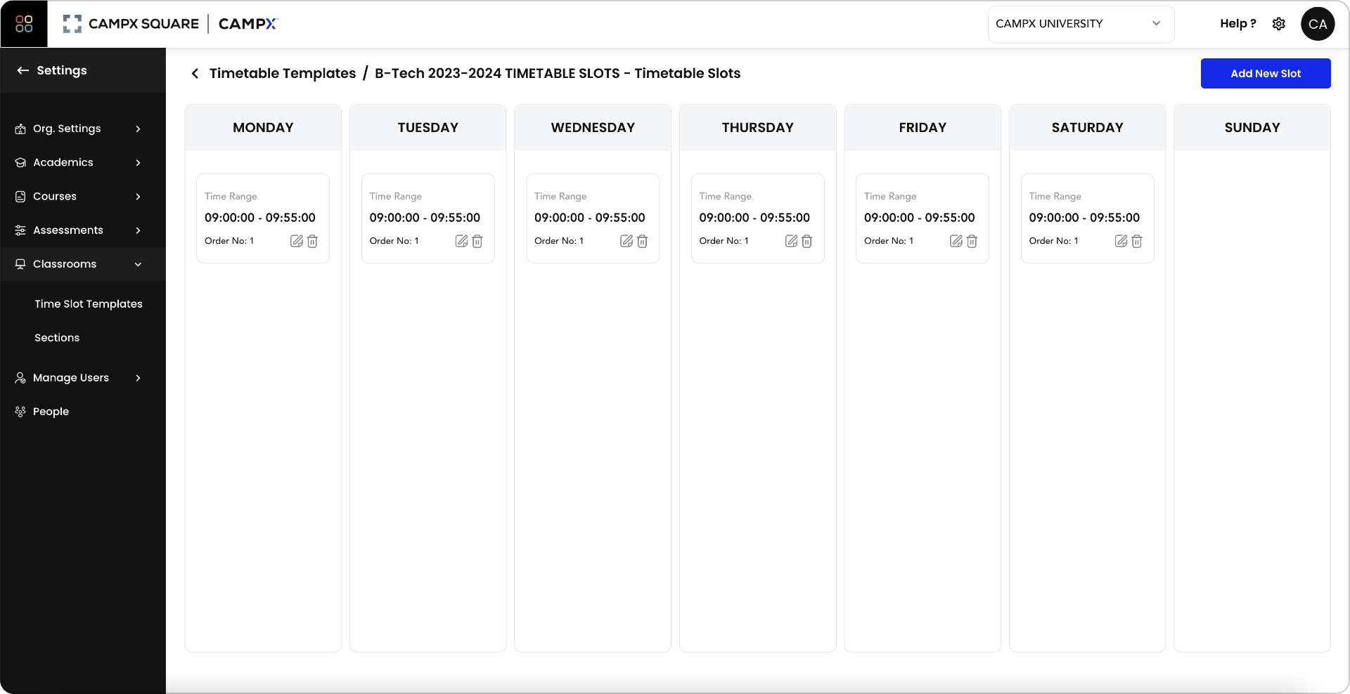 Timeslots Screenshot