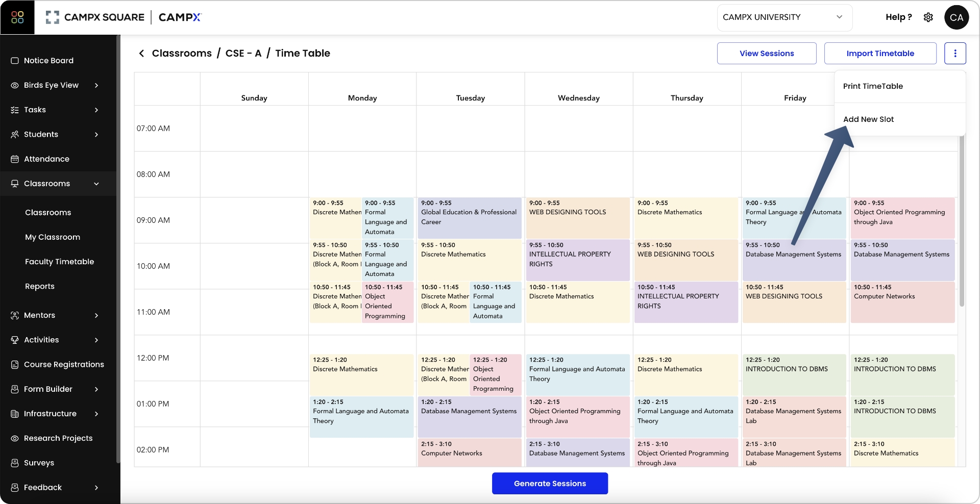 Timetable Screenshot